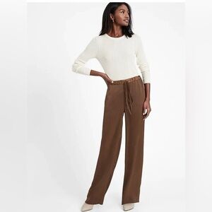 BR silky satin wide leg drawstring pants